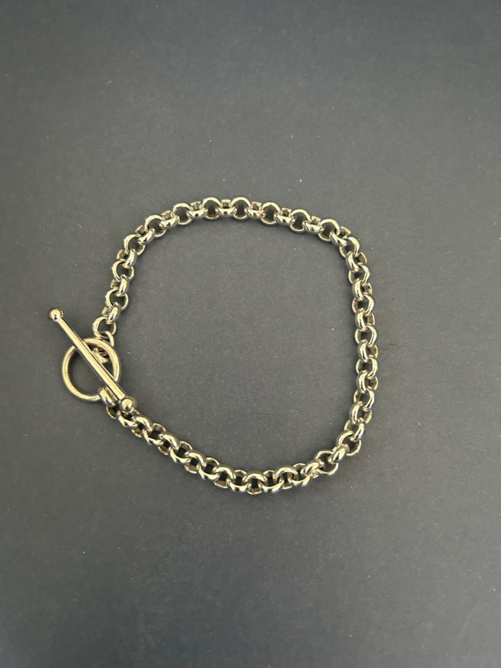 Source Unknown Silver Men's Toggle Chain Bracelet 8”